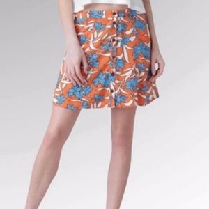 Orange and Blue Button Front Skirt